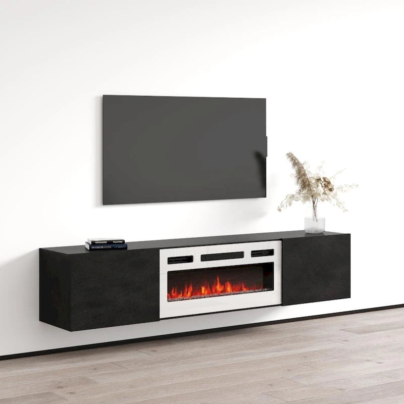 Meuble TV flottant avec cheminée