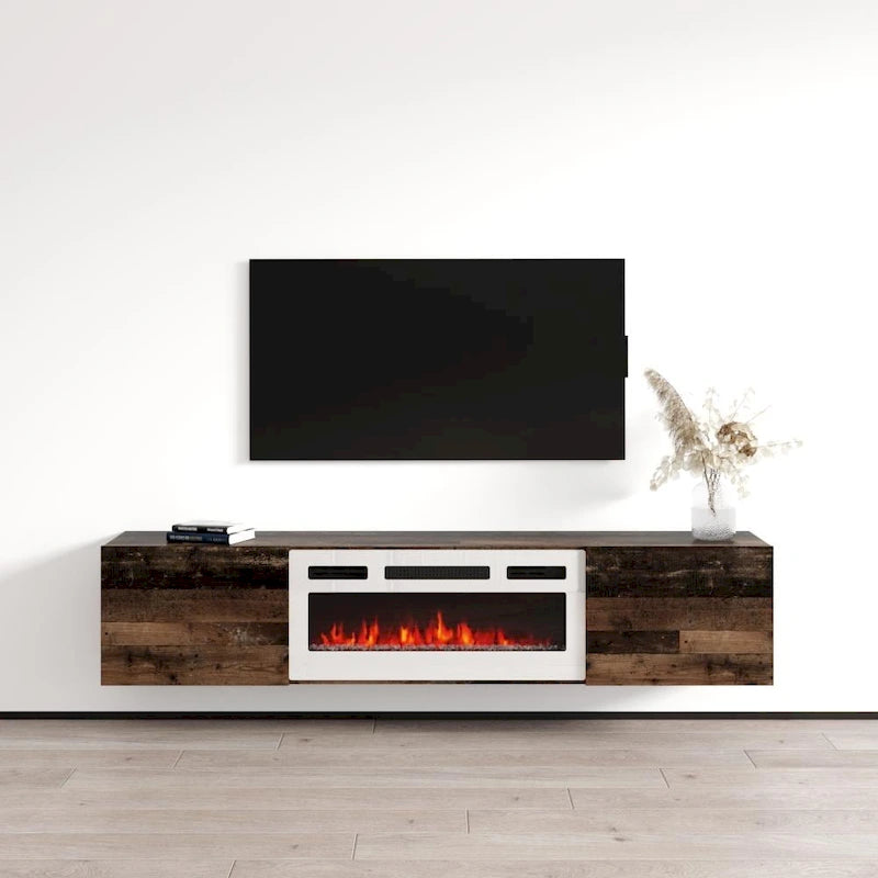 Meuble TV flottant avec cheminée