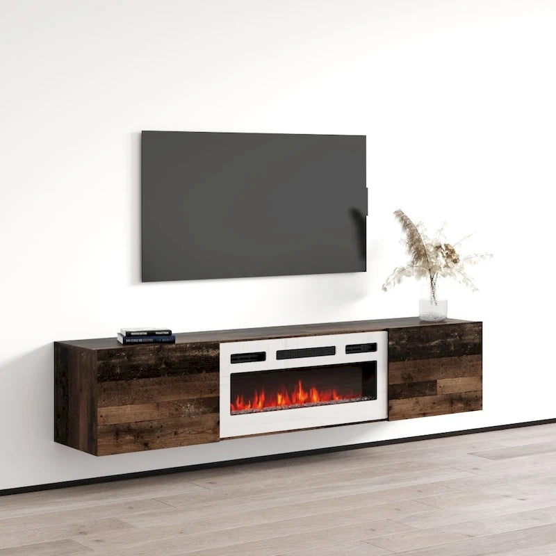 Meuble TV flottant avec cheminée