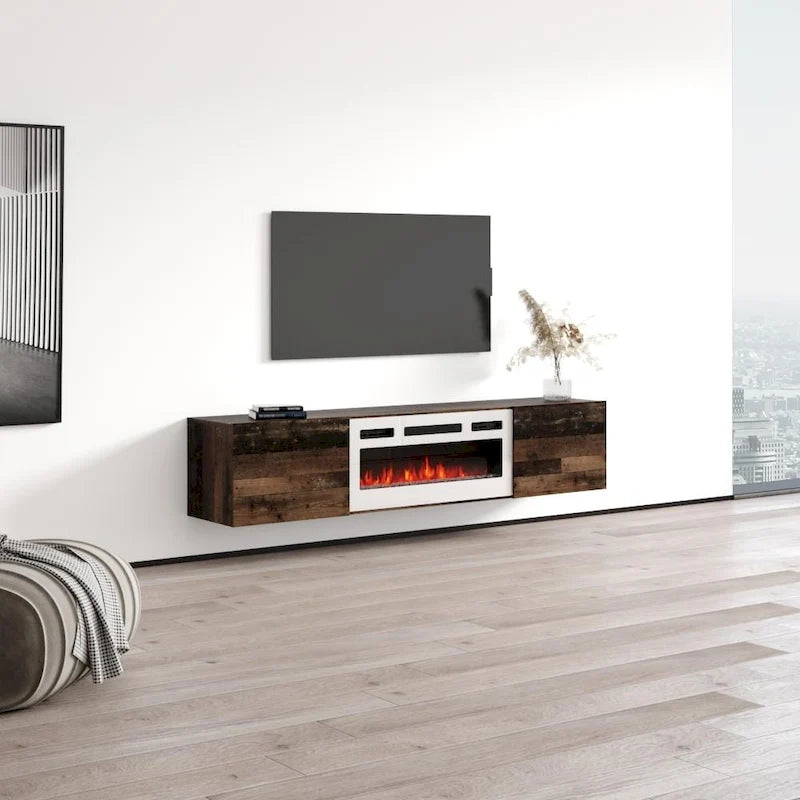 Meuble TV flottant avec cheminée