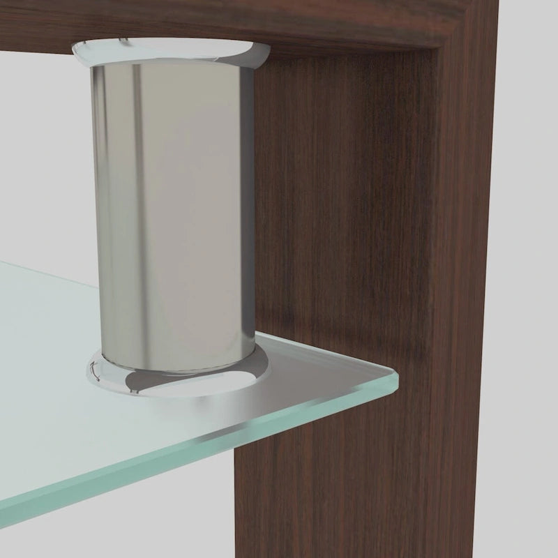 Table basse rectangulaire en noyer et verre, table basse transparente, tables d'appoint et centrales modernes pour salon, meubles de salon