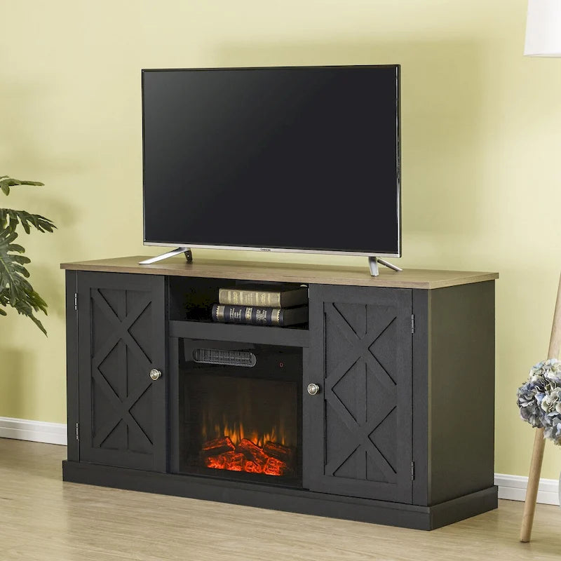 Meuble TV de 54 pouces avec foyer électrique