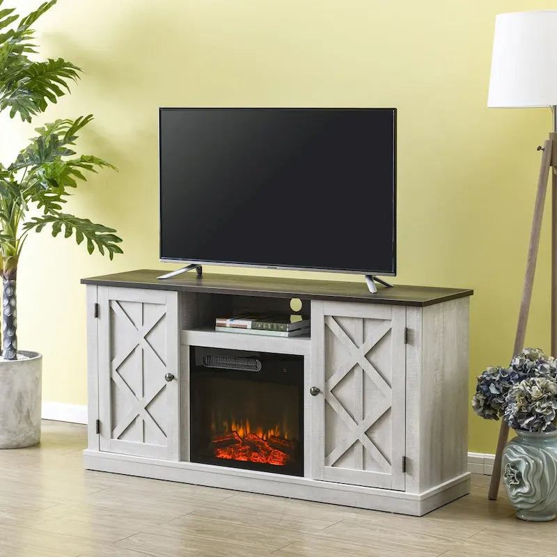 Meuble TV de 54 pouces avec foyer électrique