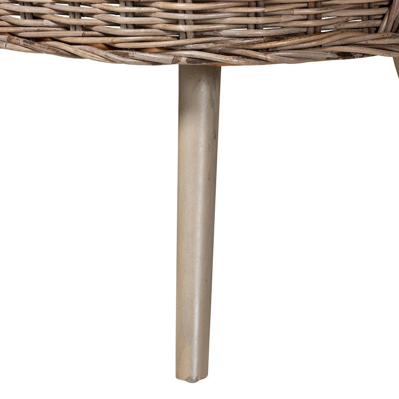 Ensemble Coin Repas Banc et Table en Bois avec Rotin Kubu Naturel Style Bohème Moderne