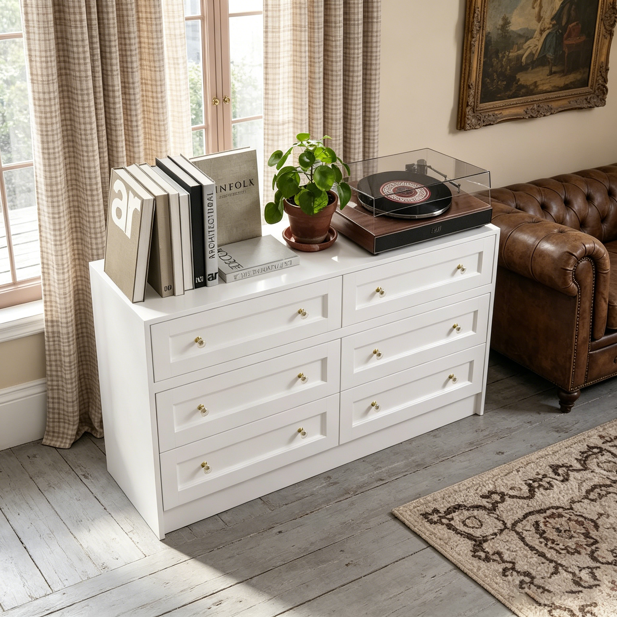 Coiffeuse blanche et meuble de rangement multifonctionnel