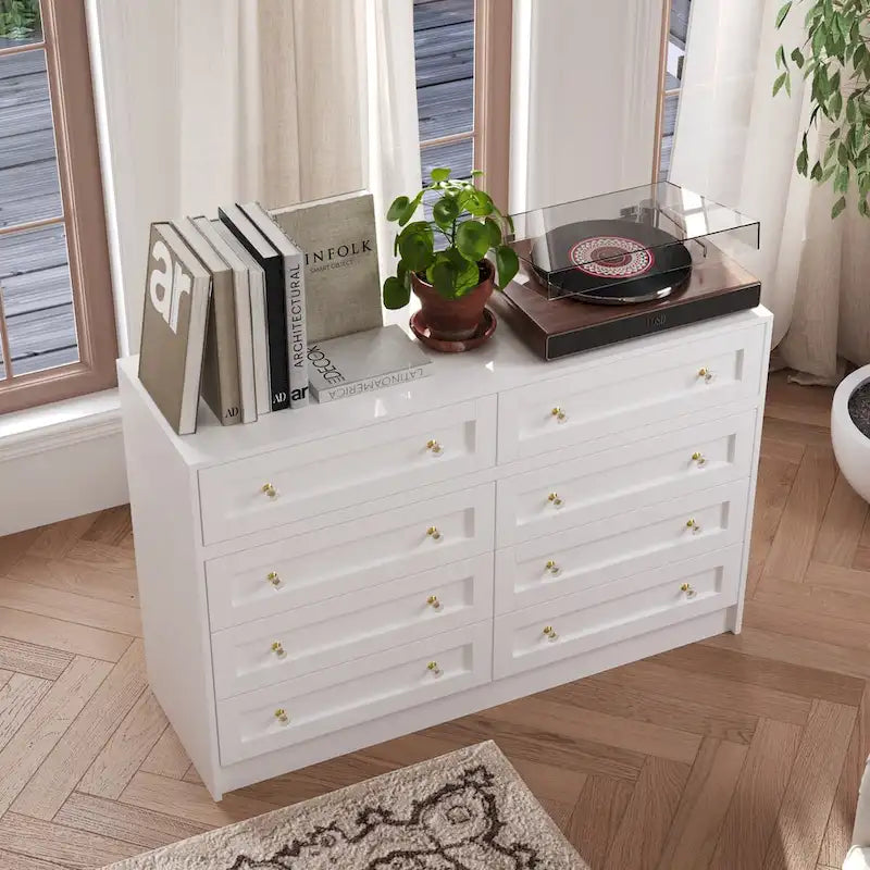 Coiffeuse blanche et meuble de rangement multifonctionnel