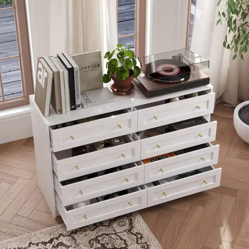 Coiffeuse blanche et meuble de rangement multifonctionnel
