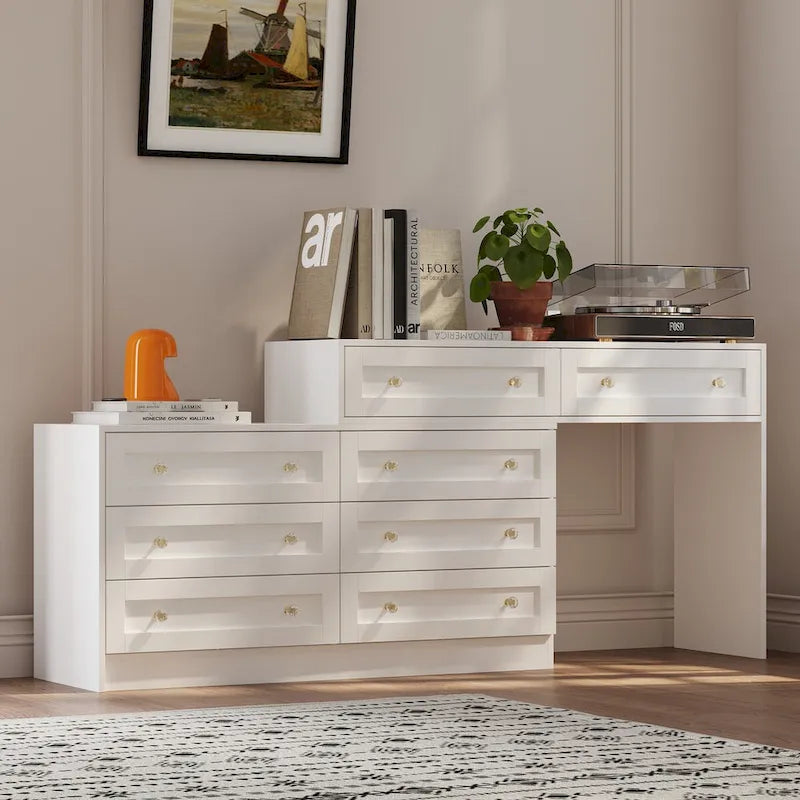Coiffeuse blanche et meuble de rangement multifonctionnel