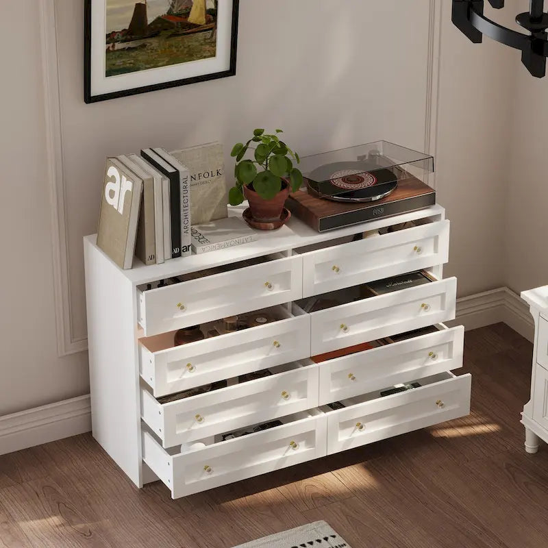 Coiffeuse blanche et meuble de rangement multifonctionnel