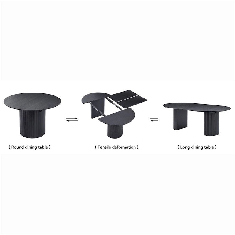 Table de salle à manger ovale extensible avec plateau massif