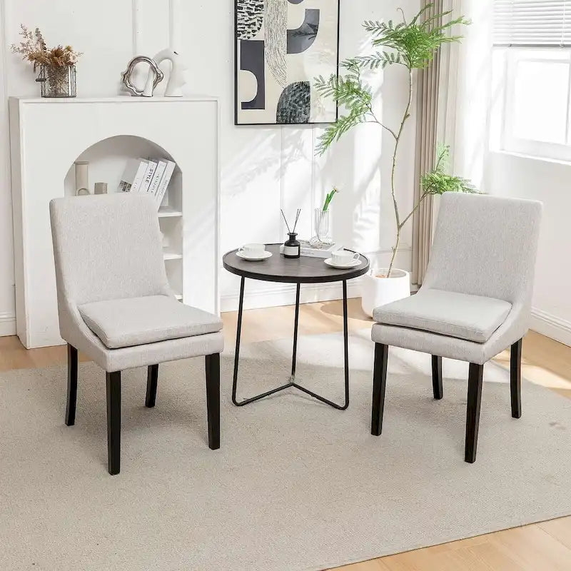 Chaises de salle à manger modernes sans accoudoirs, rembourrées, lot de 2, avec pieds en bois massif