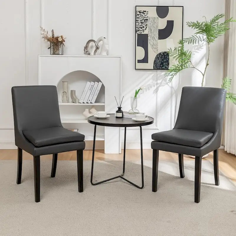 Chaises de salle à manger modernes sans accoudoirs, rembourrées, lot de 2, avec pieds en bois massif