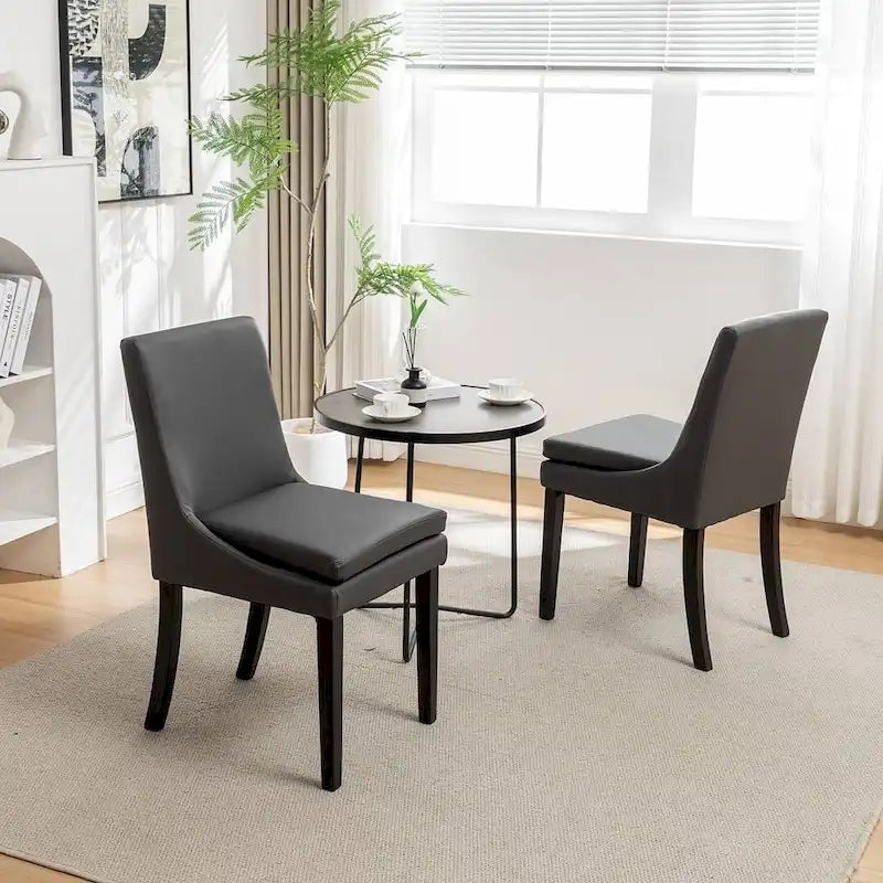 Chaises de salle à manger modernes sans accoudoirs, rembourrées, lot de 2, avec pieds en bois massif