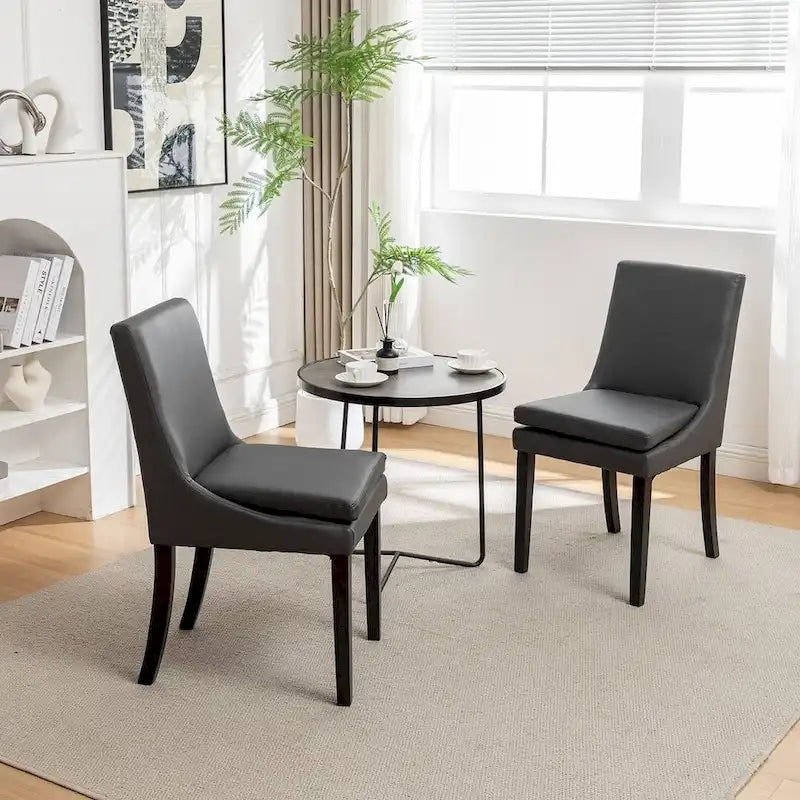 Chaises de salle à manger modernes sans accoudoirs, rembourrées, lot de 2, avec pieds en bois massif