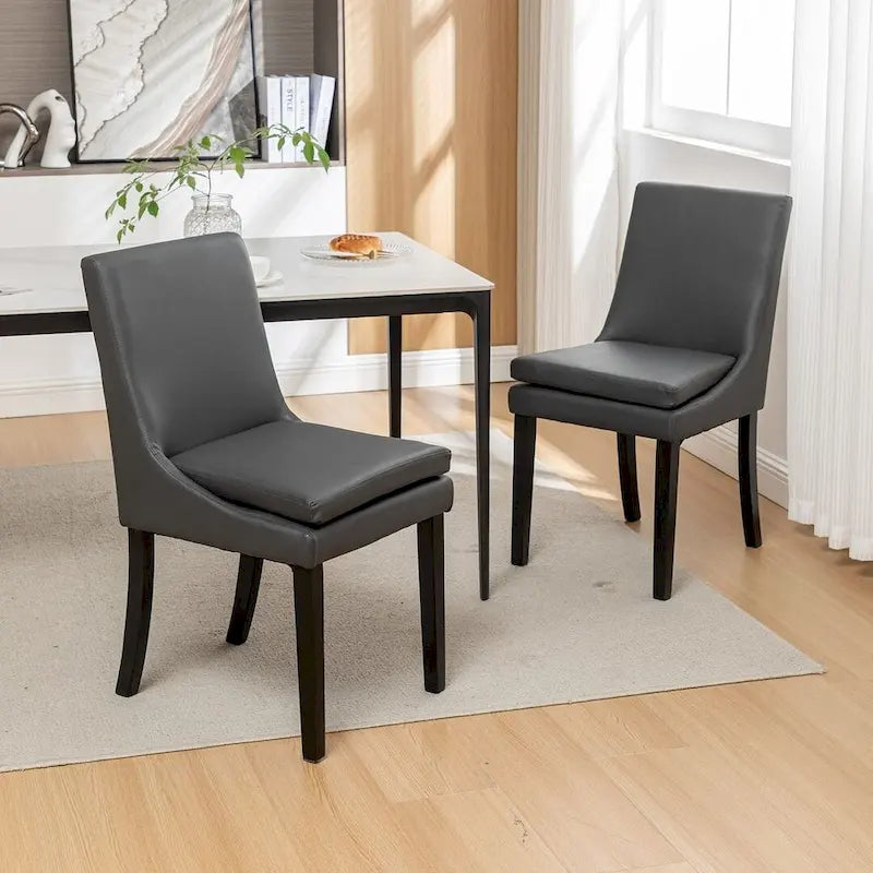 Chaises de salle à manger modernes sans accoudoirs, rembourrées, lot de 2, avec pieds en bois massif