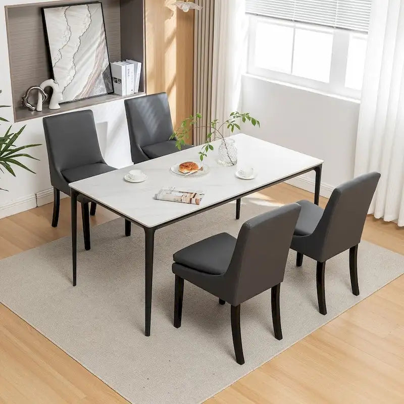 Chaises de salle à manger modernes sans accoudoirs, rembourrées, lot de 2, avec pieds en bois massif