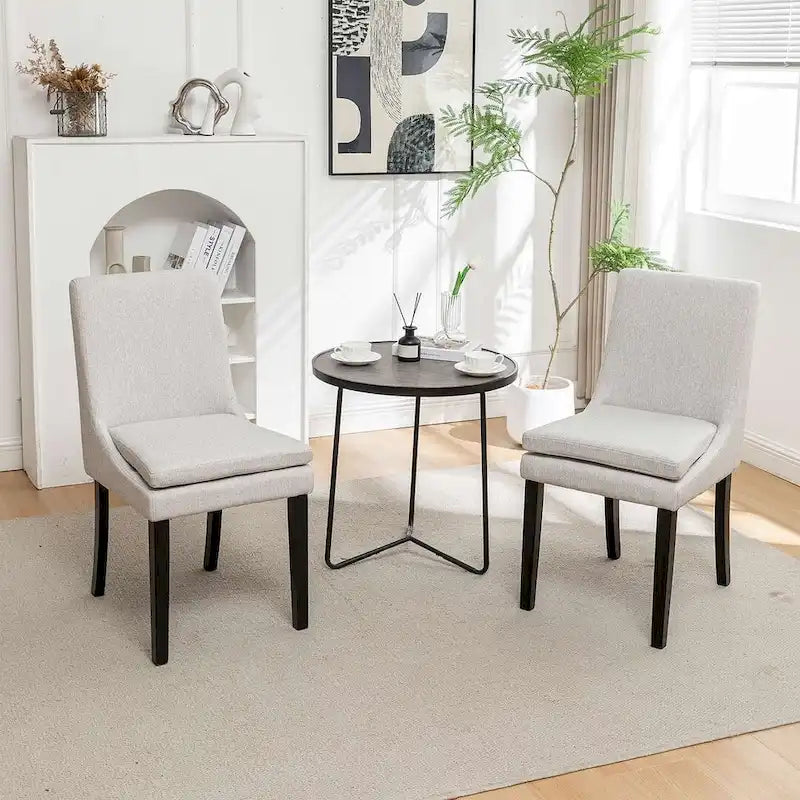Chaises de salle à manger modernes sans accoudoirs, rembourrées, lot de 2, avec pieds en bois massif
