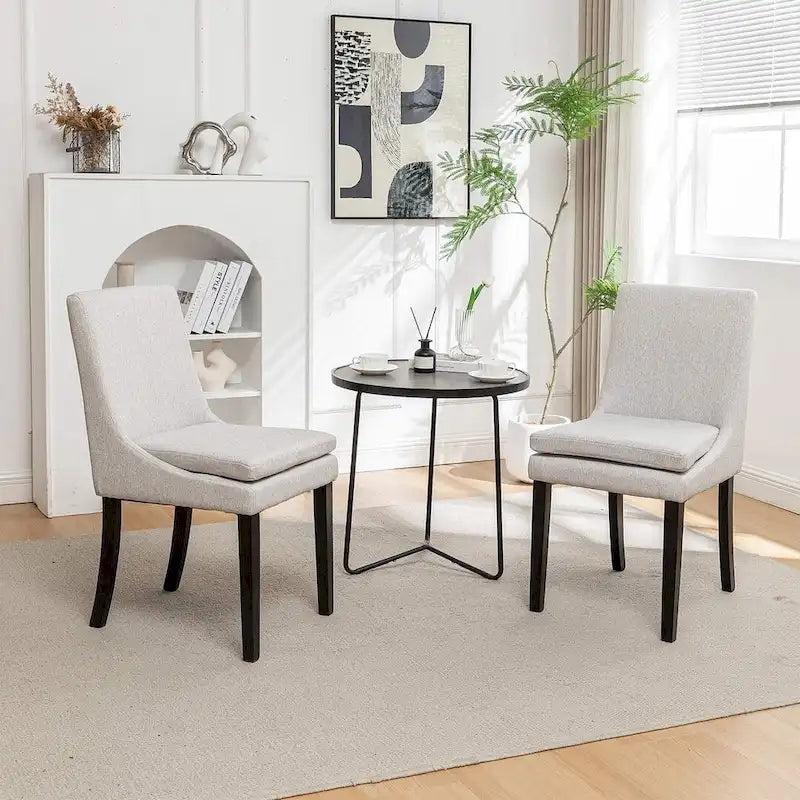 Chaises de salle à manger modernes sans accoudoirs, rembourrées, lot de 2, avec pieds en bois massif