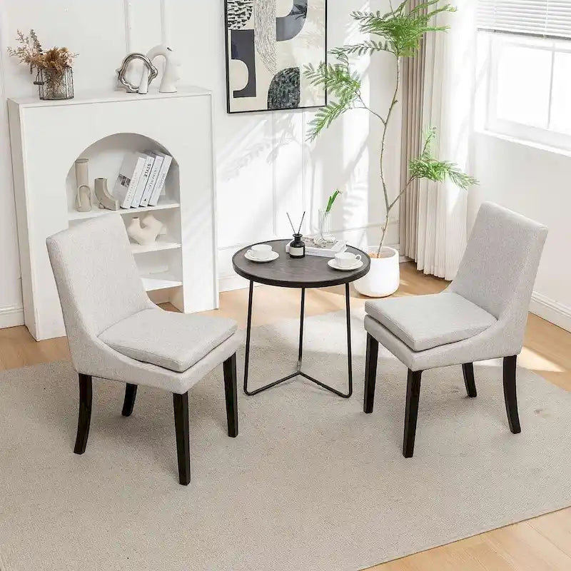 Chaises de salle à manger modernes sans accoudoirs, rembourrées, lot de 2, avec pieds en bois massif