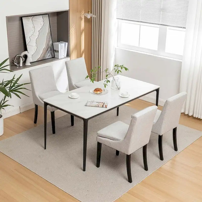 Chaises de salle à manger modernes sans accoudoirs, rembourrées, lot de 2, avec pieds en bois massif