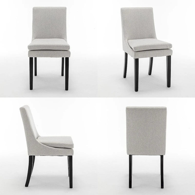Chaises de salle à manger modernes sans accoudoirs, rembourrées, lot de 2, avec pieds en bois massif