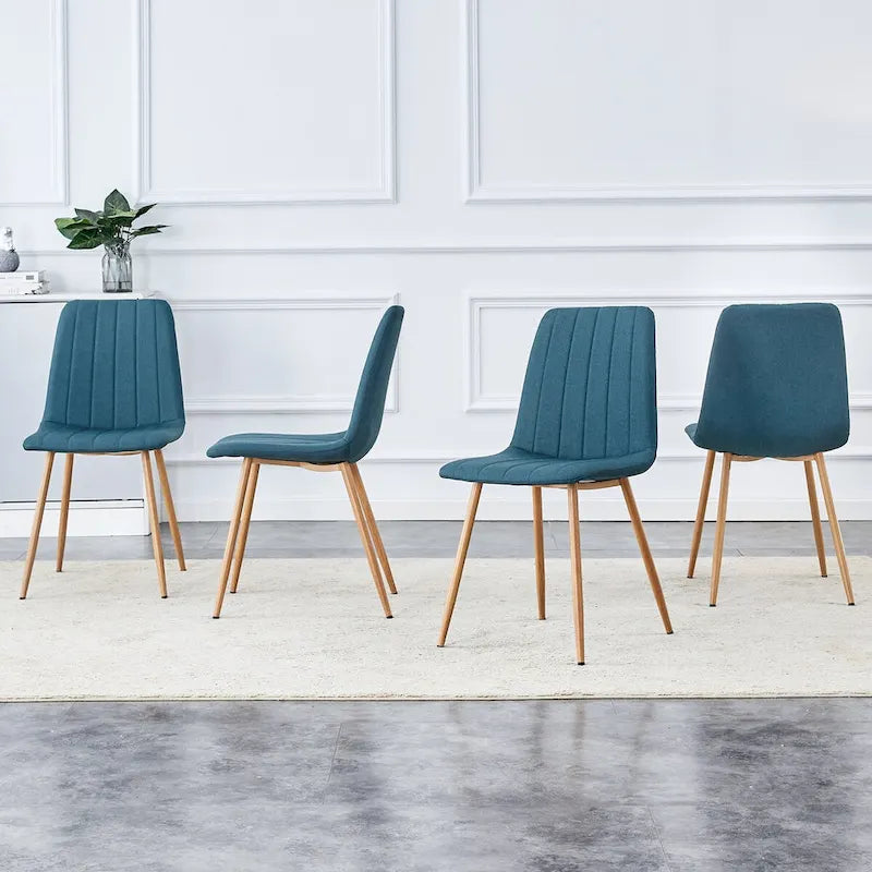 Chaise d'appoint en lin avec pieds en métal (Lot de 4)