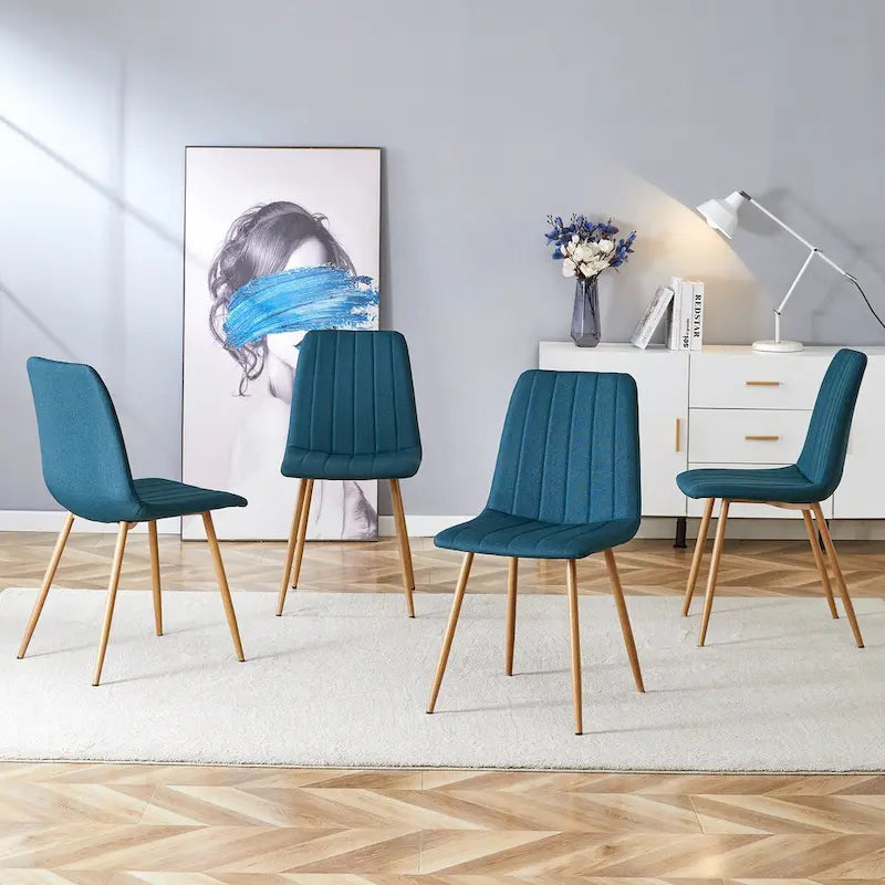 Chaise d'appoint en lin avec pieds en métal (Lot de 4)