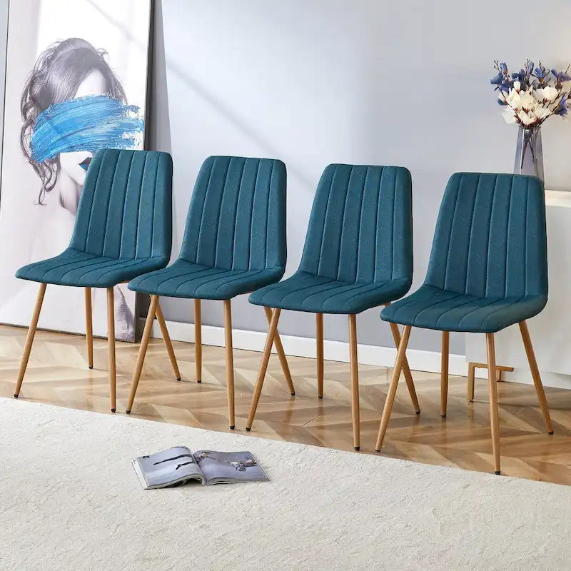 Chaise d'appoint en lin avec pieds en métal (Lot de 4)