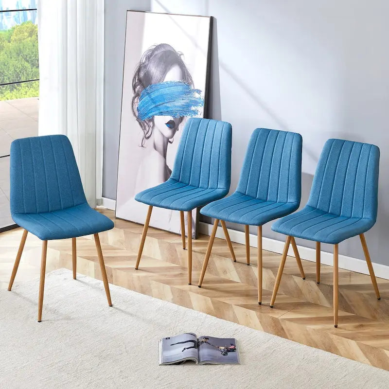 Chaise d'appoint en lin avec pieds en métal (Lot de 4)
