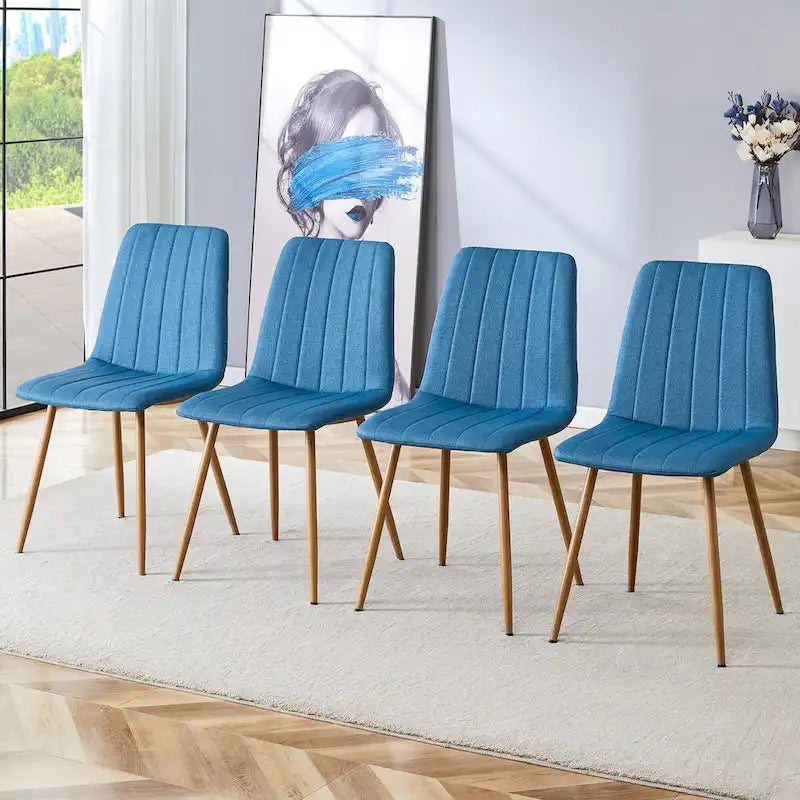 Chaise d'appoint en lin avec pieds en métal (Lot de 4)