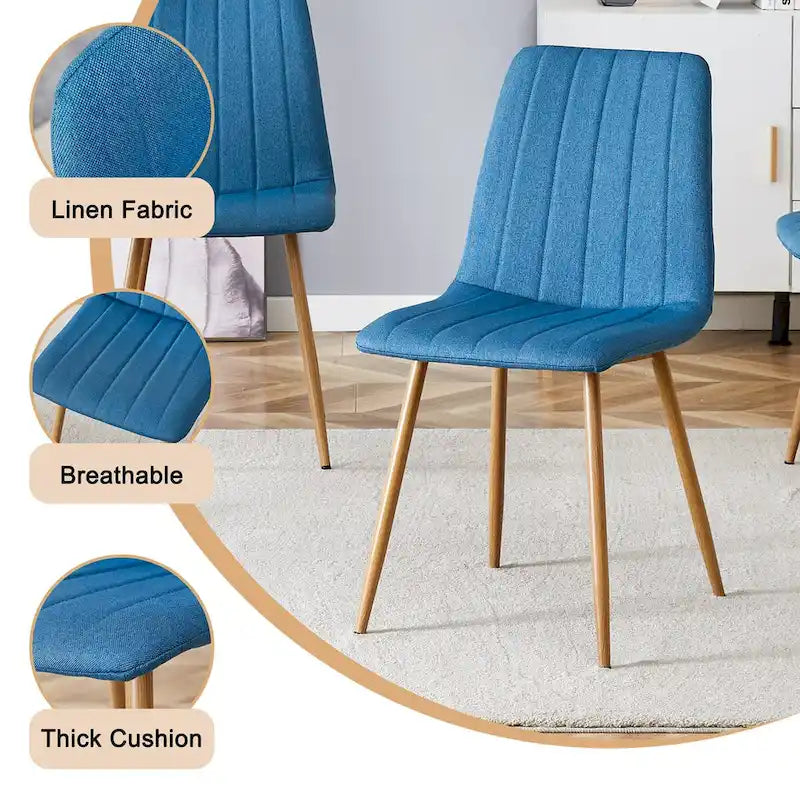 Chaise d'appoint en lin avec pieds en métal (Lot de 4)