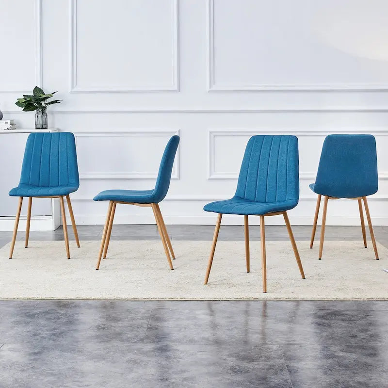 Chaise d'appoint en lin avec pieds en métal (Lot de 4)