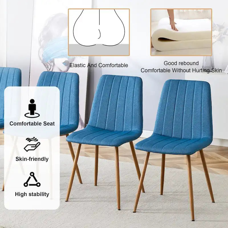 Chaise d'appoint en lin avec pieds en métal (Lot de 4)
