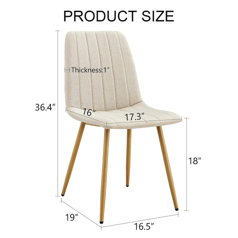 Chaise d'appoint en lin avec pieds en métal (Lot de 4)