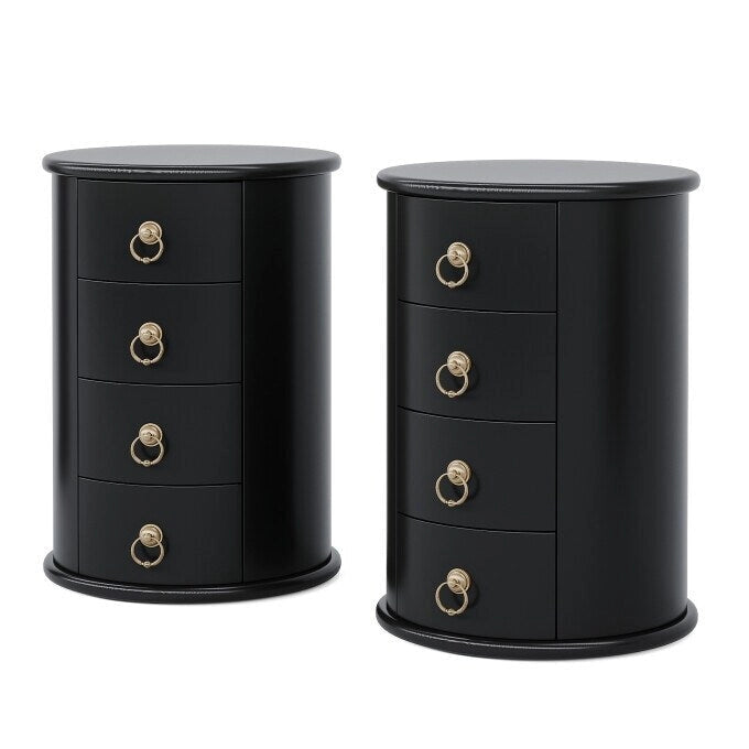 Table de chevet tiroir ronde en bois massif rétro