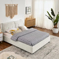 Lit plateforme hydraulique rembourré de rangement Queen Size avec tête de lit intégrée, tissu chenille