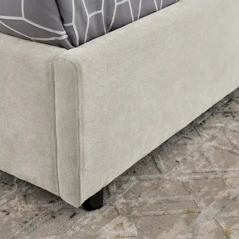 Lit plateforme hydraulique rembourré de rangement Queen Size avec tête de lit intégrée, tissu chenille