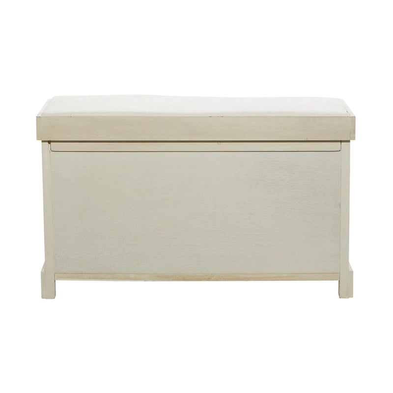 Banc de rangement en bois avec paniers en jacinthe d'eau brune et coussin d'assise