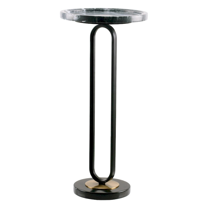 12 Table d'appoint piédestal en marbre et métal, ronde, grise