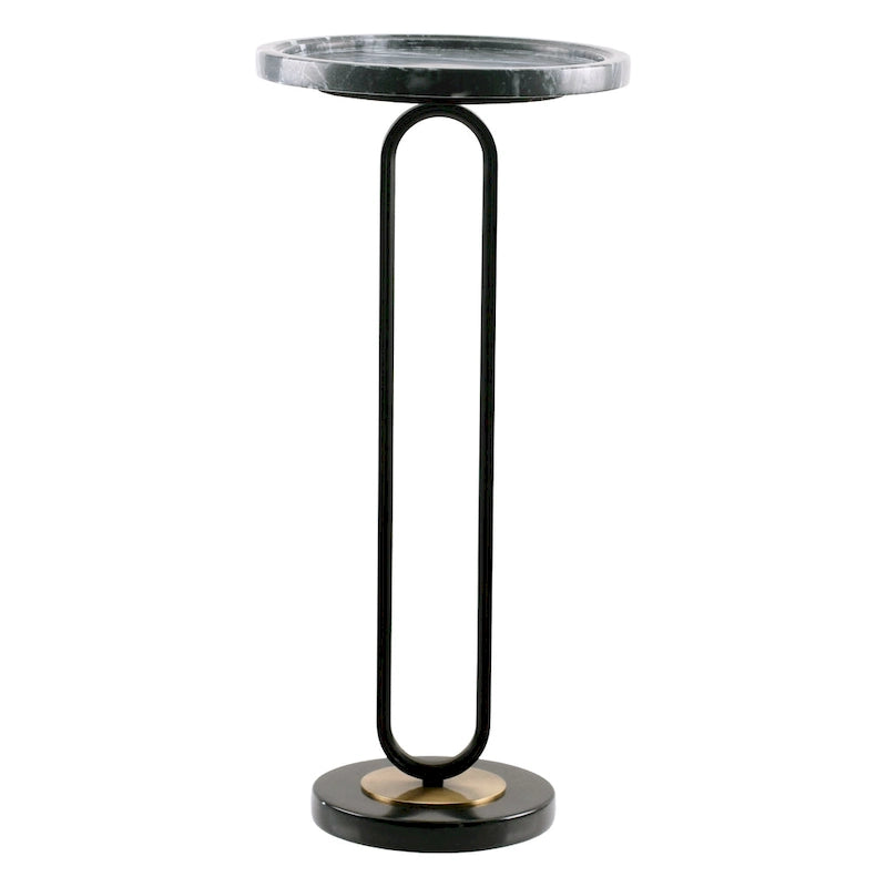 12 Table d'appoint piédestal en marbre et métal, ronde, grise