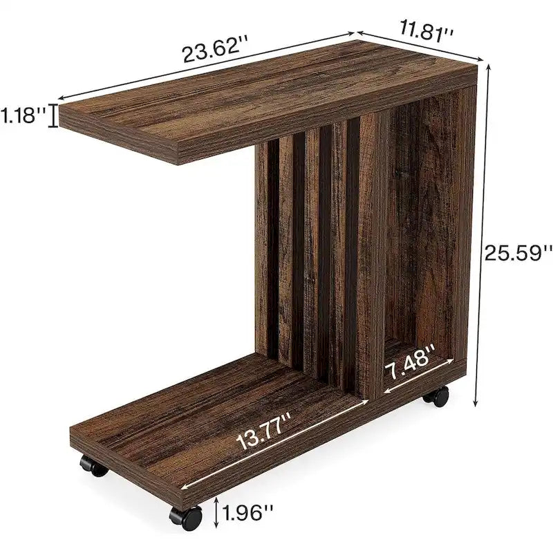 Table d'appoint en C à double plateau